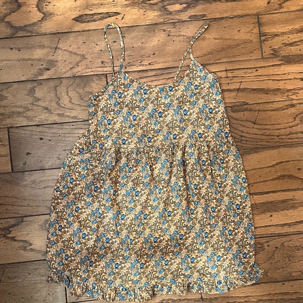 Nasty Gal Floral Mini Dress in Blue and Brown